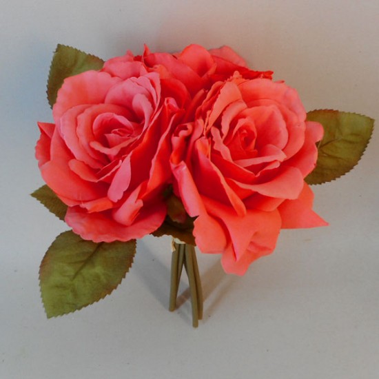 Artificial English Roses Bundle Coral 24cm | Artificial Flowers